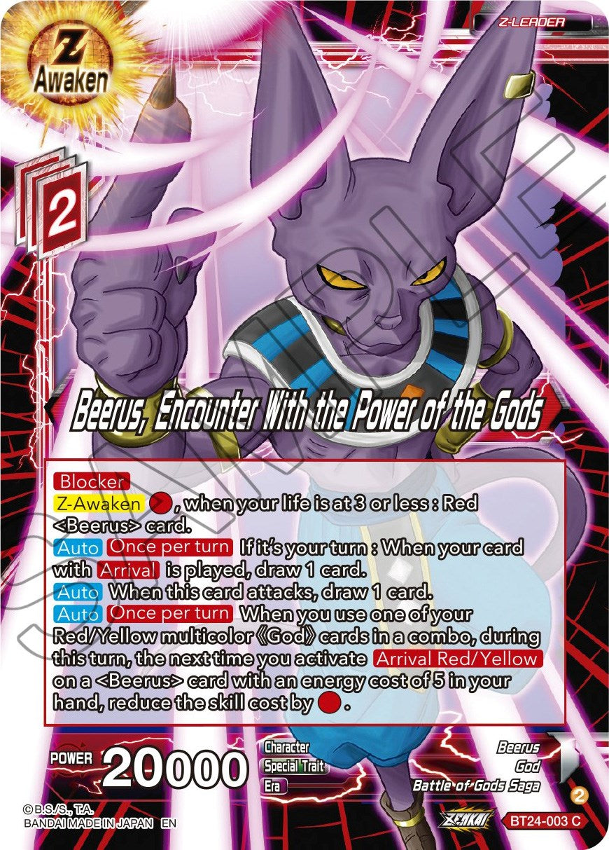 Beerus, Encounter With the Power of the Gods (BT24-003) [Beyond Generations] | Tables and Towers