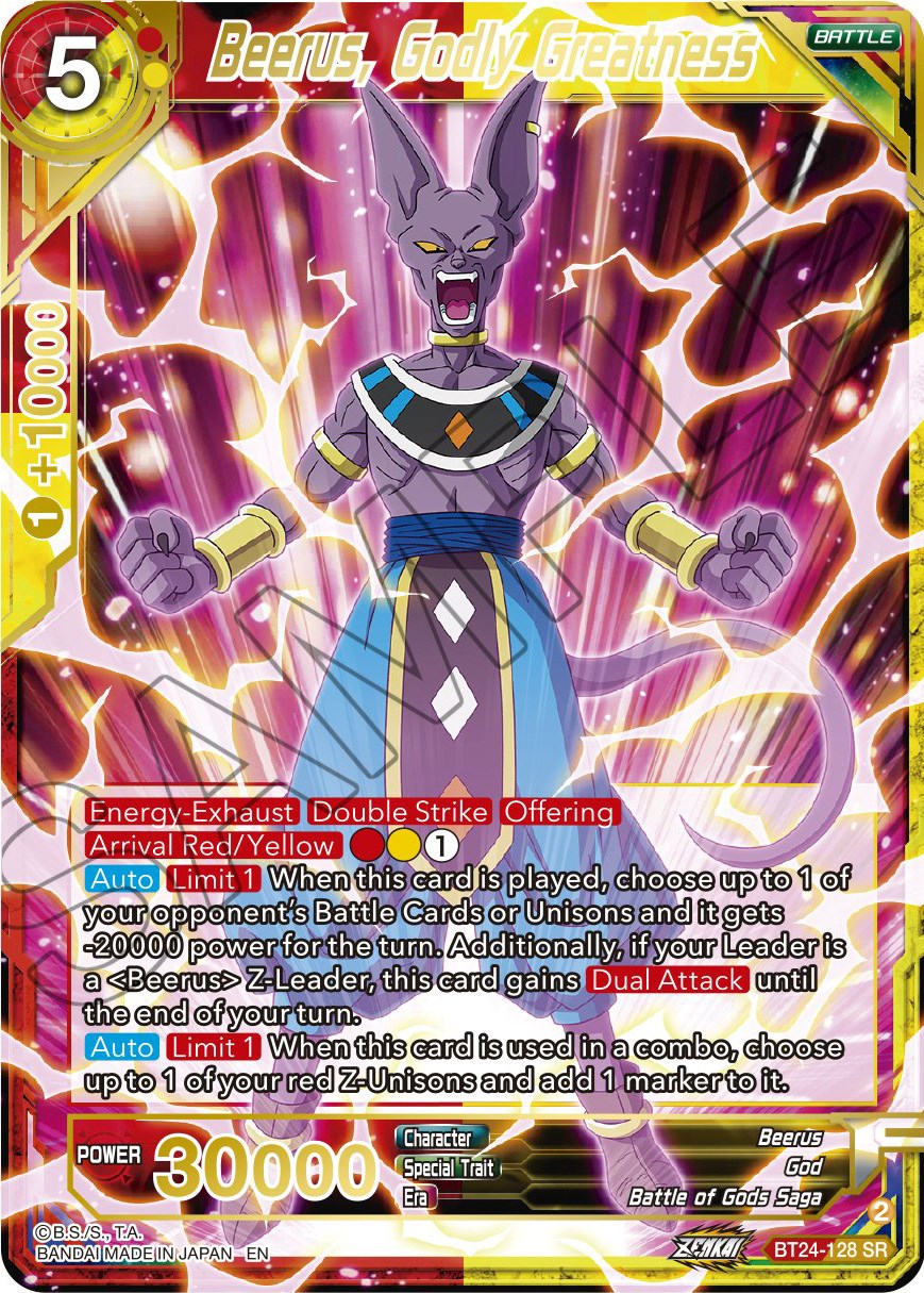 Beerus, Godly Greatness (BT24-128) [Beyond Generations] | Tables and Towers