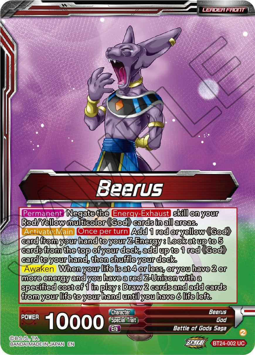 Beerus // Beerus, Pursuing the Power of the Gods (BT24-002) [Beyond Generations] | Tables and Towers