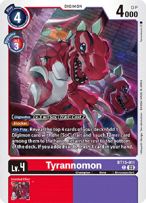 Tyrannomon [BT15-011] [Exceed Apocalypse] | Tables and Towers