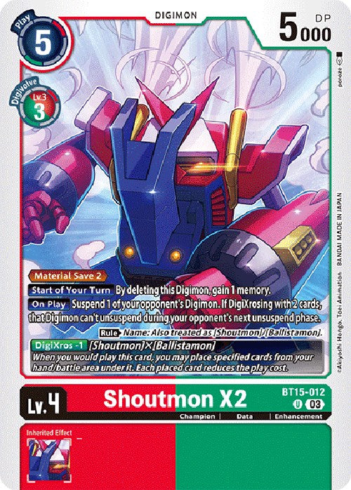 Shoutmon X2 [BT15-012] [Exceed Apocalypse] | Tables and Towers