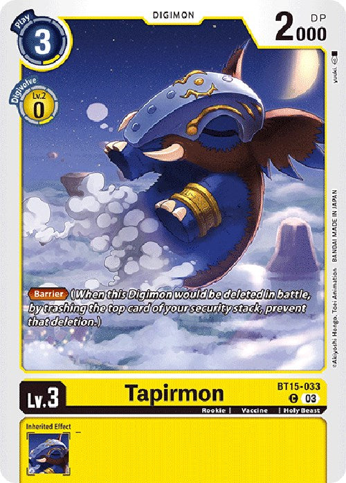 Tapirmon [BT15-033] [Exceed Apocalypse] | Tables and Towers