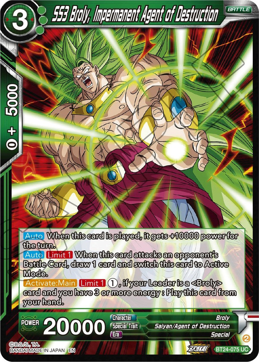 SS3 Broly, Impermanent Agent of Destruction (BT24-075) [Beyond Generations] | Tables and Towers