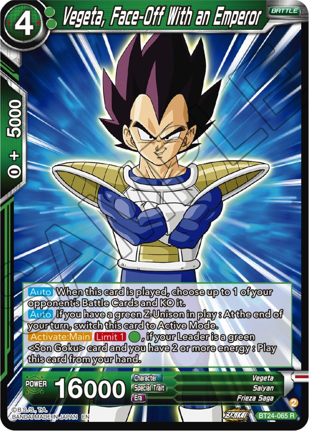 Vegeta, Face-Off With an Emperor (BT24-065) [Beyond Generations] | Tables and Towers