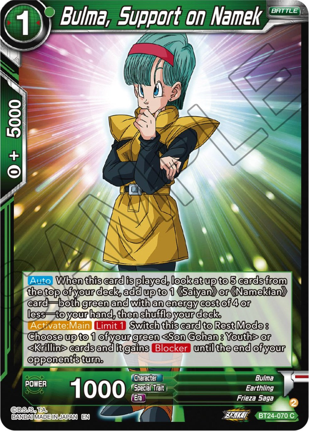 Bulma, Support on Namek (BT24-070) [Beyond Generations] | Tables and Towers