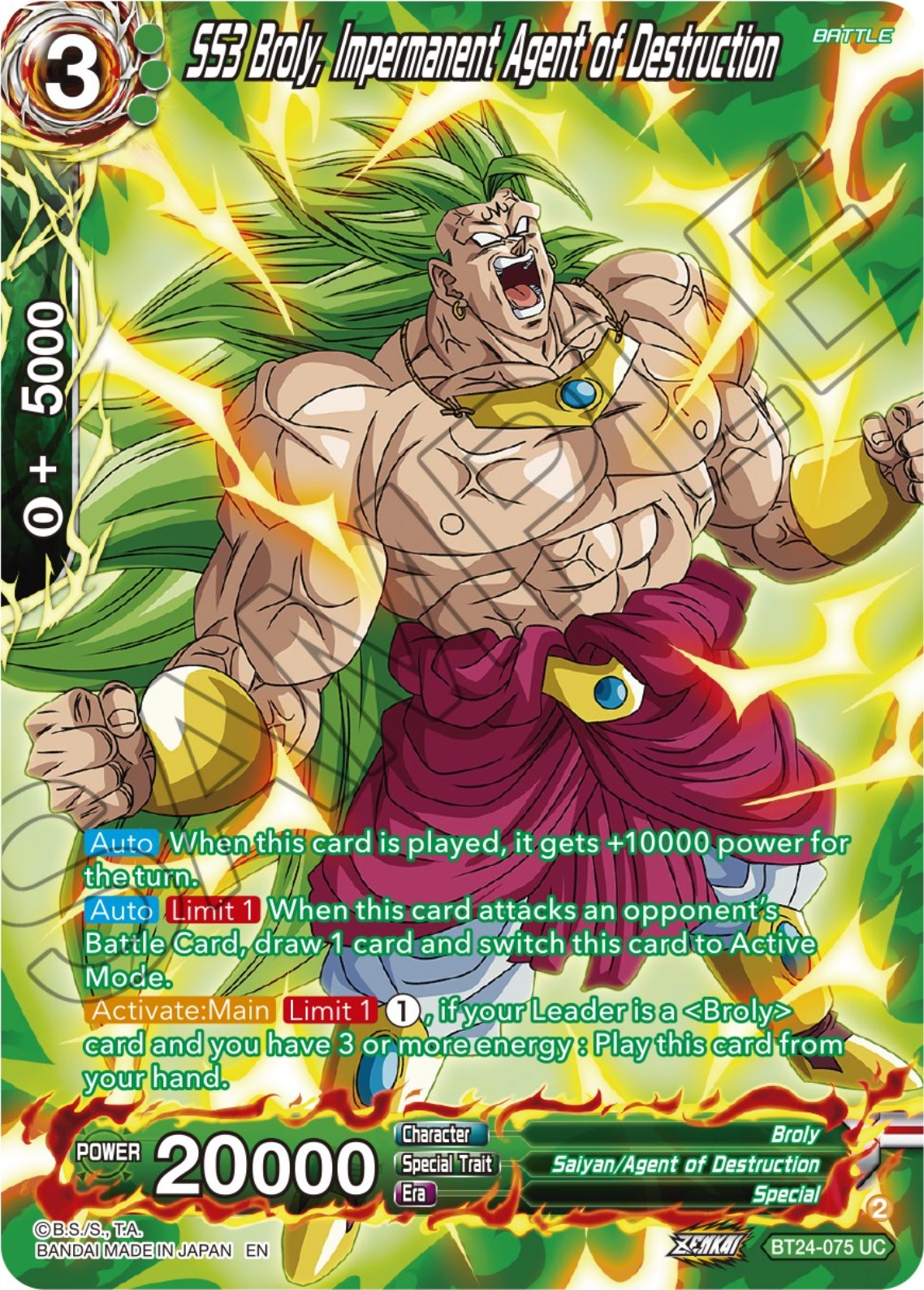 SS3 Broly, Impermanent Agent of Destruction (Collector Booster) (BT24-075) [Beyond Generations] | Tables and Towers