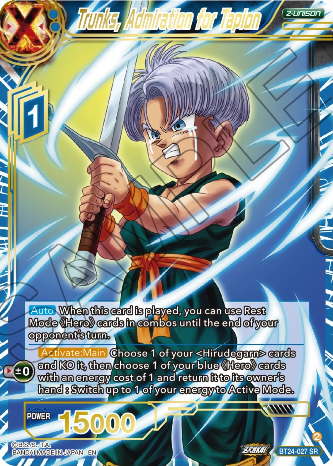 Trunks, Admiration of Tapion (BT24-027) [Beyond Generations] | Tables and Towers