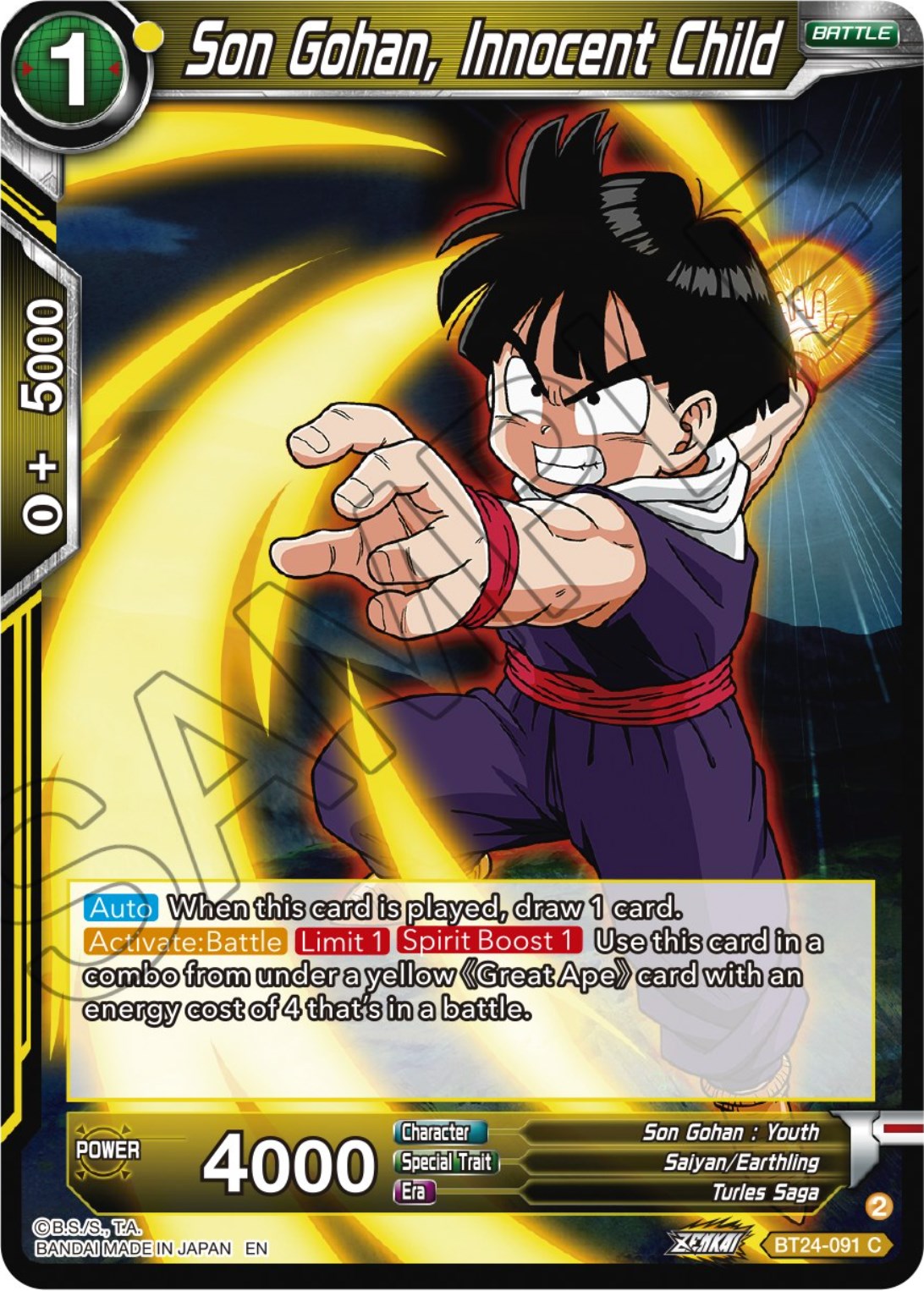 Son Gohan, Innocent Child (BT24-091) [Beyond Generations] | Tables and Towers