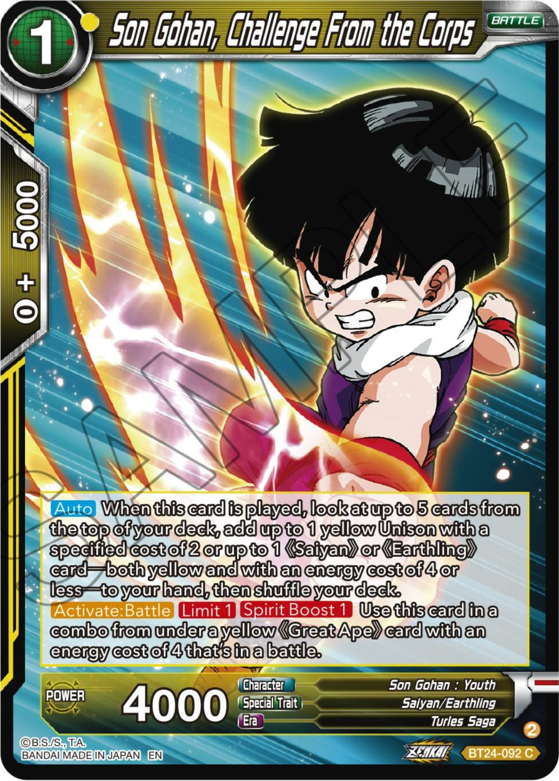 Son Gohan, Challenge From the Corps (BT24-092) [Beyond Generations] | Tables and Towers