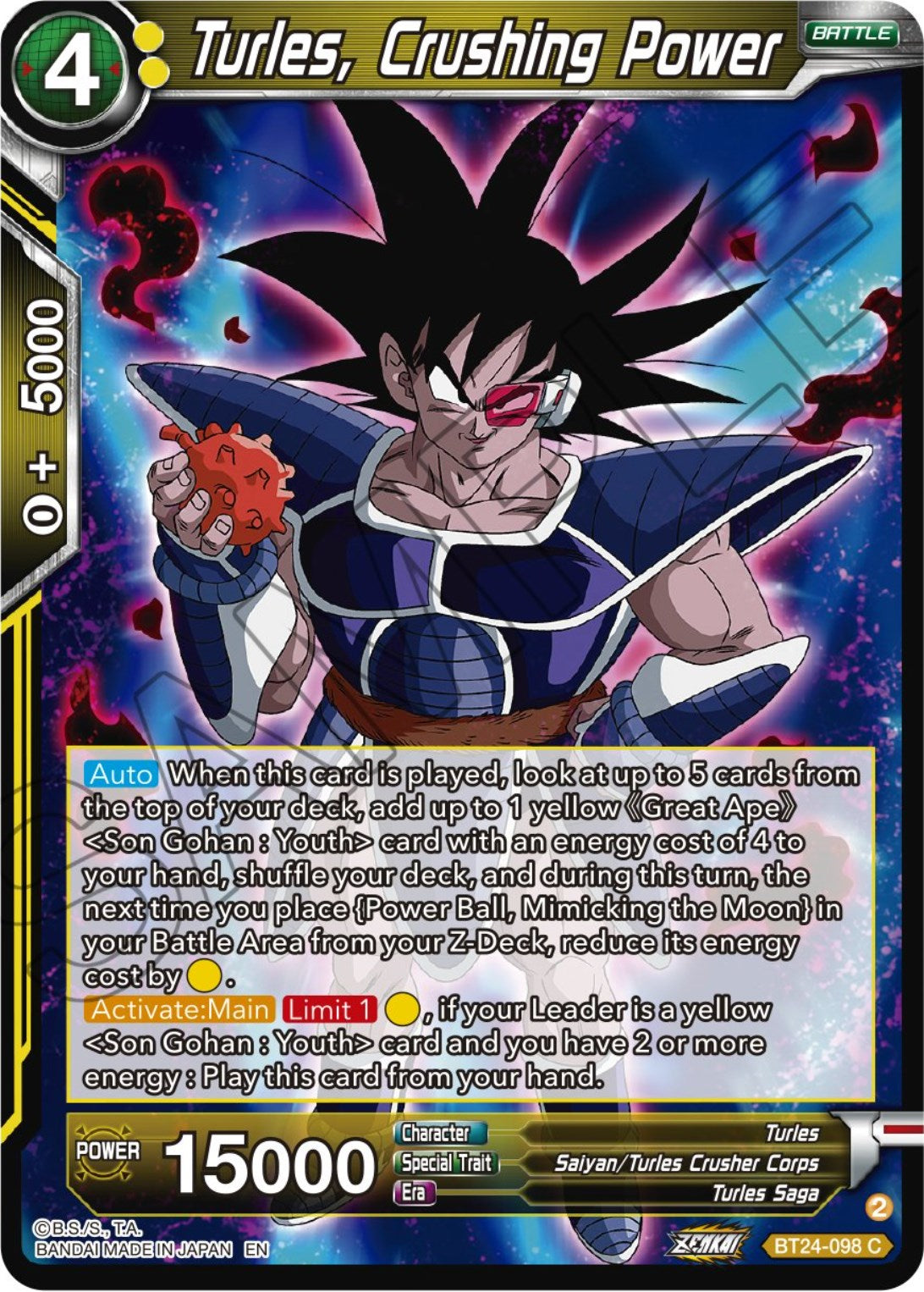 Turles, Crushing Power (BT24-098) [Beyond Generations] | Tables and Towers