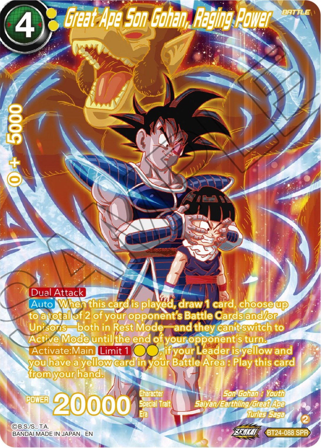 Great Ape Son Gohan, Raging Power (SPR) (BT24-088) [Beyond Generations] | Tables and Towers