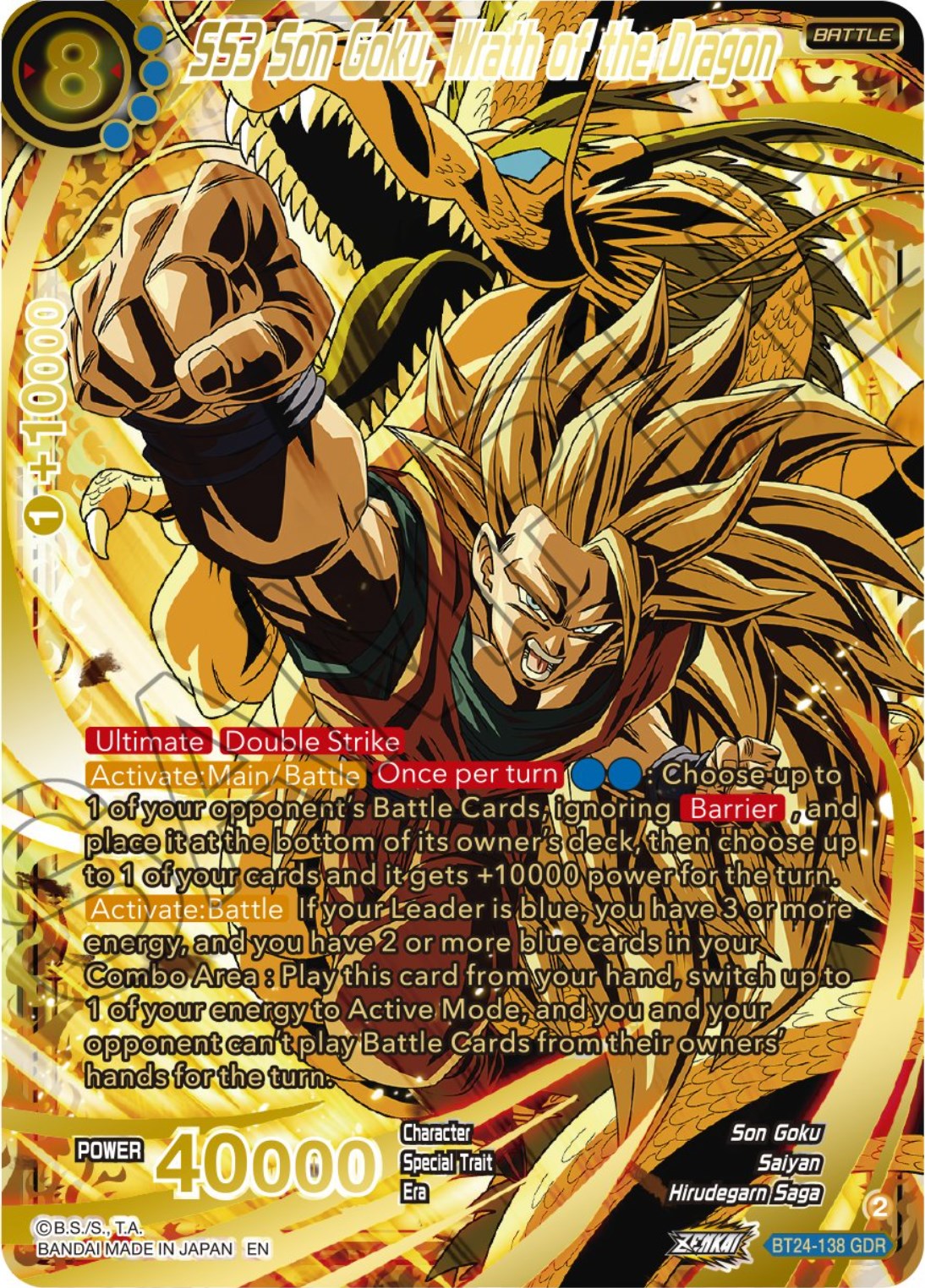 SS3 Son Goku, Wrath of the Dragon (GDR) (BT24-138) [Beyond Generations] | Tables and Towers