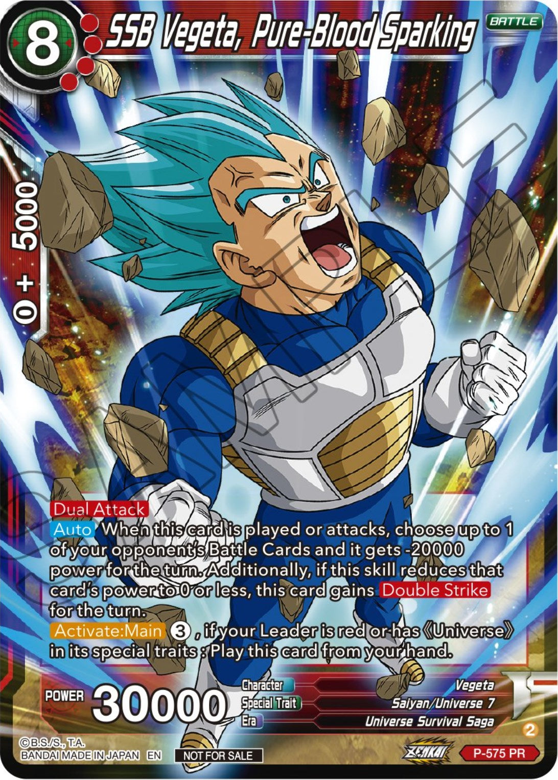 SSB Vegeta, Pure-Blood Sparking (Zenkai Series Tournament Pack Vol.7) (P-575) [Tournament Promotion Cards] | Tables and Towers