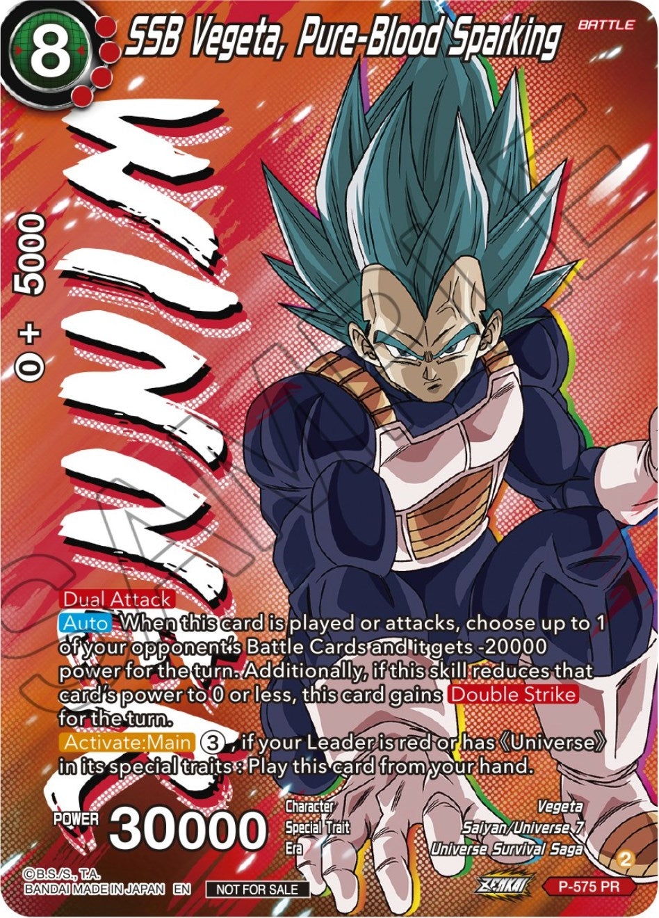 SSB Vegeta, Pure-Blood Sparking (Zenkai Series Tournament Pack Vol.7) (Winner) (P-575) [Tournament Promotion Cards] | Tables and Towers