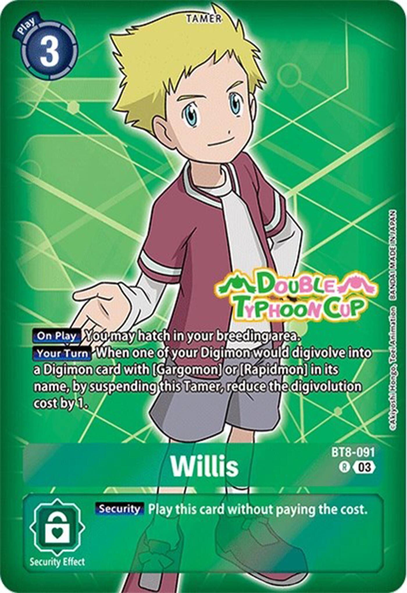 Willis [BT8-091] (Reprint) [Starter Deck: Double Typhoon Advanced Deck Set Pre-Release Cards] | Tables and Towers