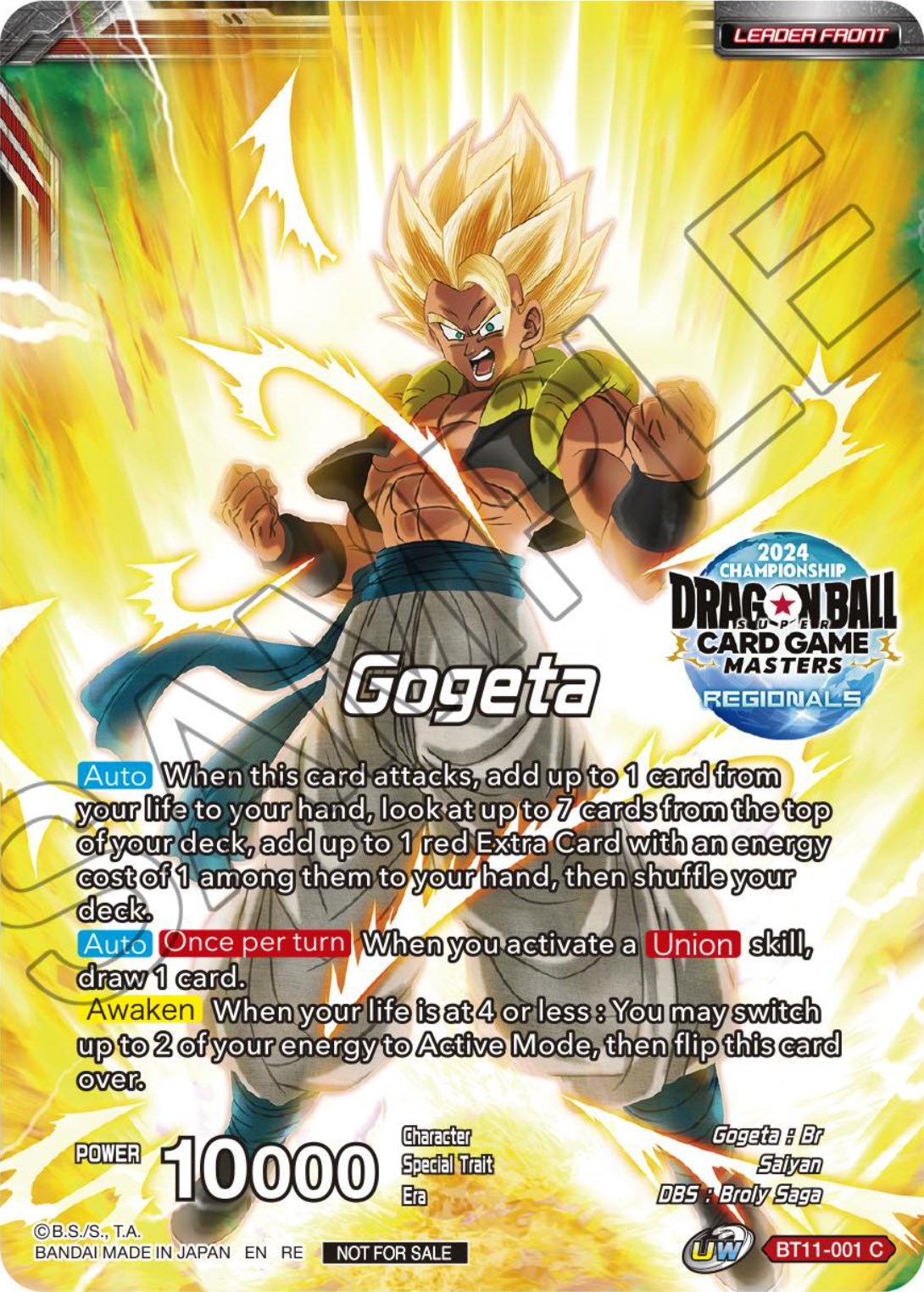 Gogeta // SSB Gogeta, Prophet of Demise (Championship Golden Card 2024 Vol.1) (BT11-001) [Tournament Promotion Cards] | Tables and Towers