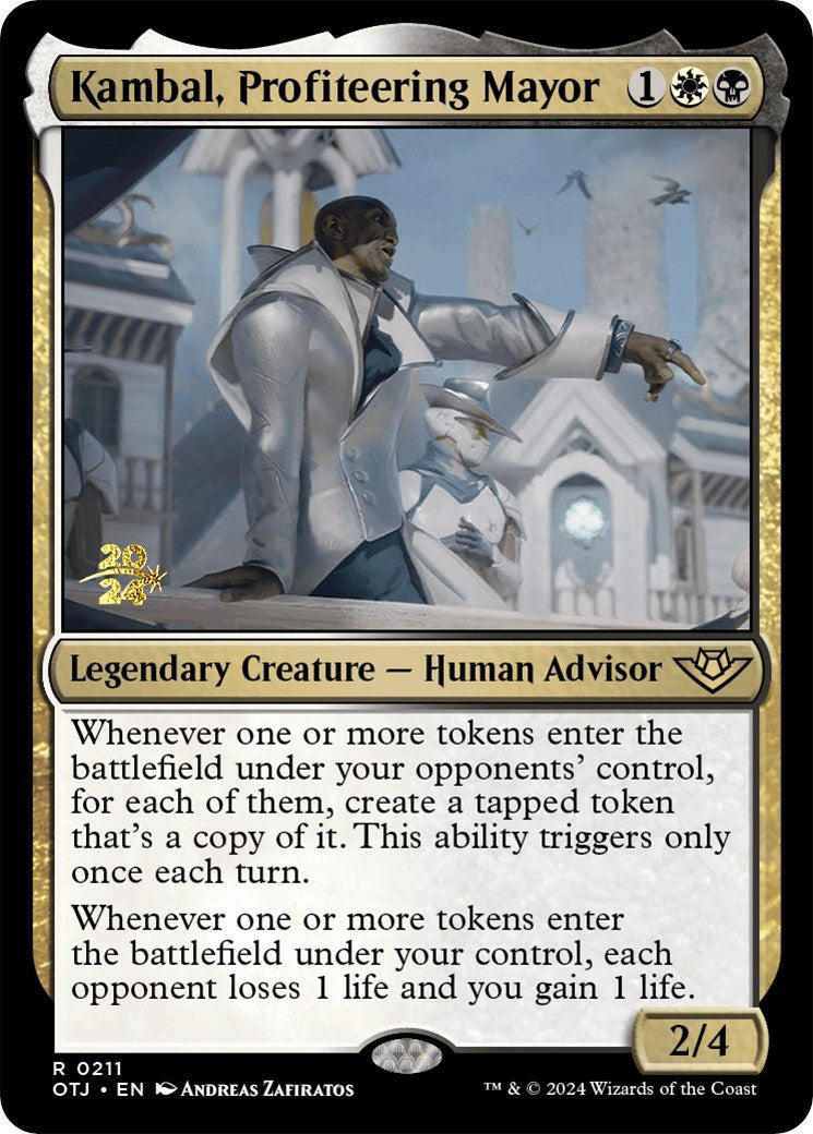 Kambal, Profiteering Mayor [Outlaws of Thunder Junction Prerelease Promos] | Tables and Towers