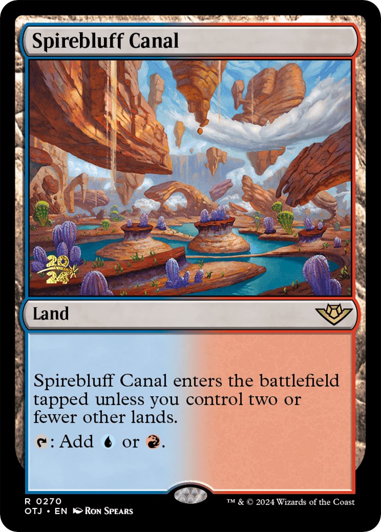 Spirebluff Canal (OTJ) [Outlaws of Thunder Junction Prerelease Promos] | Tables and Towers