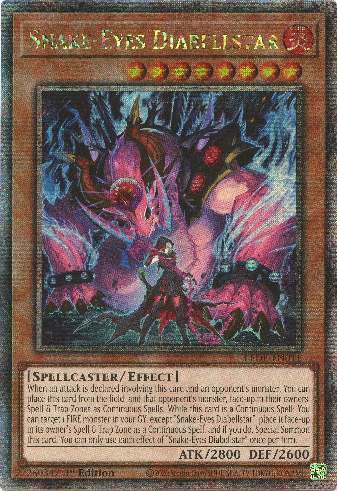 Snake-Eyes Diabellstar [LEDE-EN011] Quarter Century Secret Rare | Tables and Towers