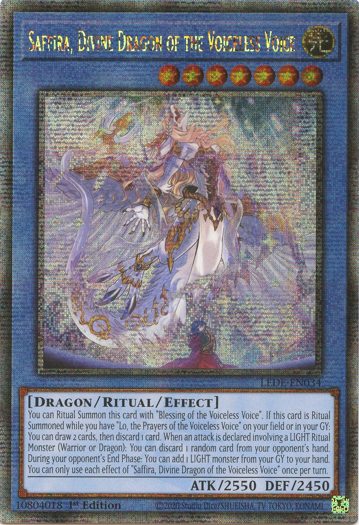 Saffira, Divine Dragon of the Voiceless Voice (Quarter Century Secret Rare) [LEDE-EN034] Quarter Century Secret Rare | Tables and Towers