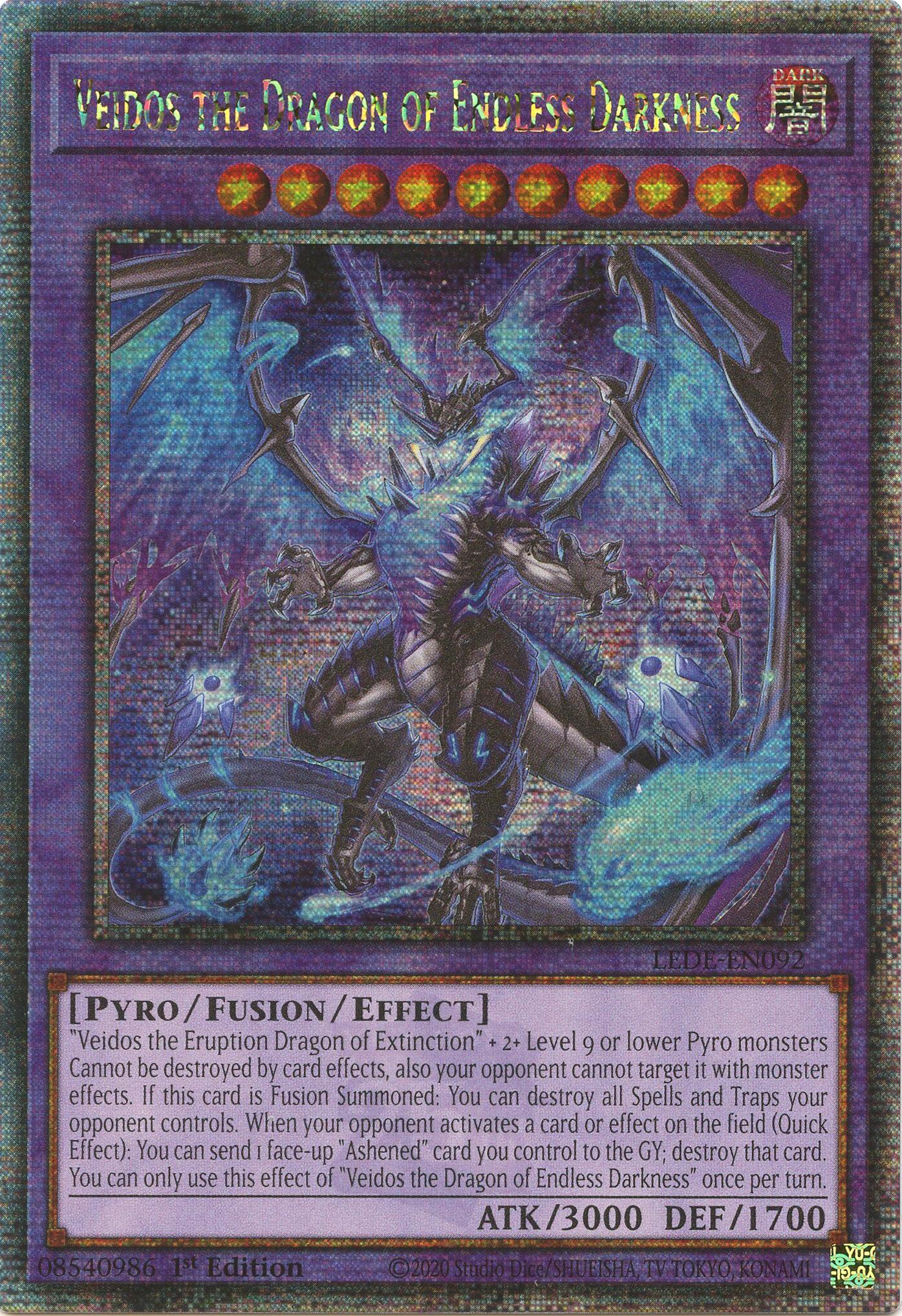 Veidos the Dragon of Endless Darkness (Quarter Century Secret Rare) [LEDE-EN092] Quarter Century Secret Rare | Tables and Towers