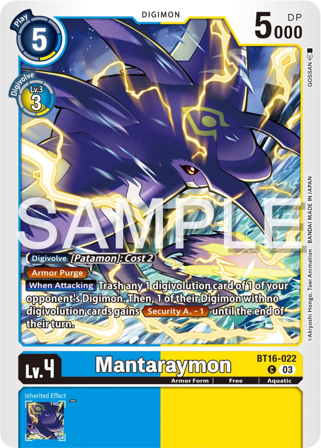 Mantaraymon [BT16-022] [Beginning Observer] | Tables and Towers