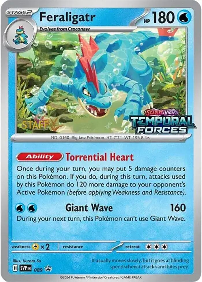 Feraligatr (089) (Staff Prerelease Promo) [Scarlet & Violet: Black Star Promos] | Tables and Towers