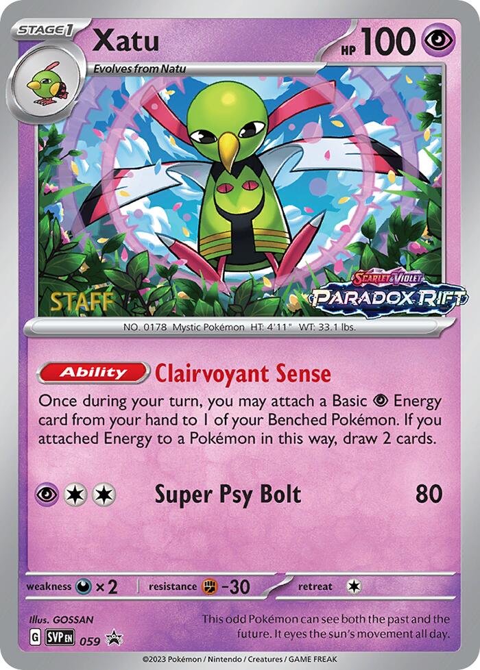 Xatu (059) (Staff Prerelease Promo) [Scarlet & Violet: Black Star Promos] | Tables and Towers