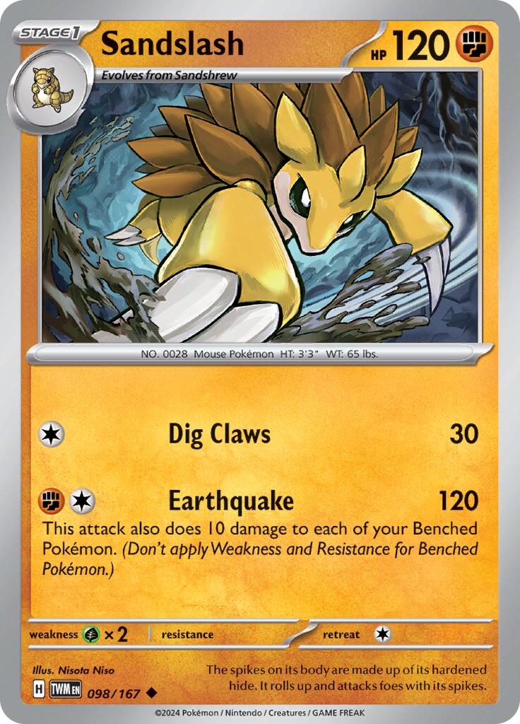 Sandslash (098/167) [Scarlet & Violet: Twilight Masquerade] | Tables and Towers