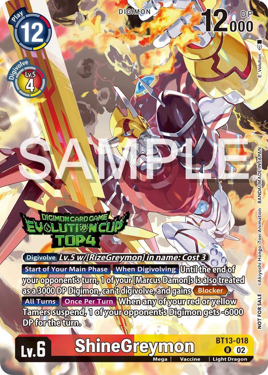 ShineGreymon [BT13-018] (2024 Evolution Cup Top 4) [Versus Royal Knights Booster Promos] | Tables and Towers