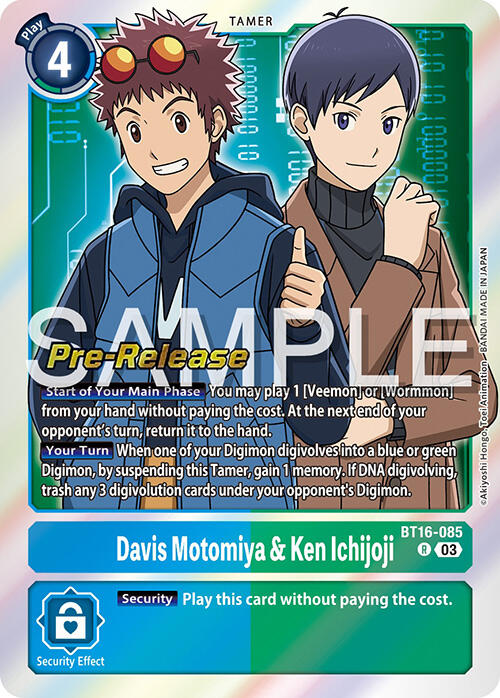 Davis Motomiya & Ken Ichijoji [BT16-085] [Beginning Observer Pre-Release Promos] | Tables and Towers