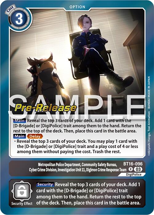 Metropolitan Police Department, Community Safety Bureau, Cyber Crime Division, Investigation Unit 11... [BT16-096] [Beginning Observer Pre-Release Promos] | Tables and Towers