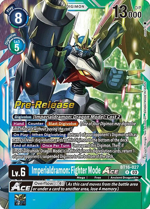 Imperialdramon: Fighter Mode Ace [BT16-027] [Beginning Observer Pre-Release Promos] | Tables and Towers