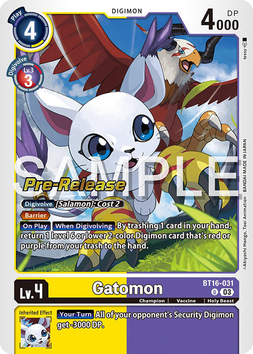 Gatomon [BT16-031] [Beginning Observer Pre-Release Promos] | Tables and Towers