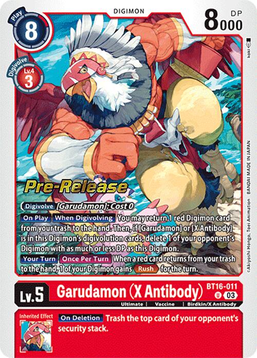 Garudamon (X Antibody) [BT16-011] [Beginning Observer Pre-Release Promos] | Tables and Towers