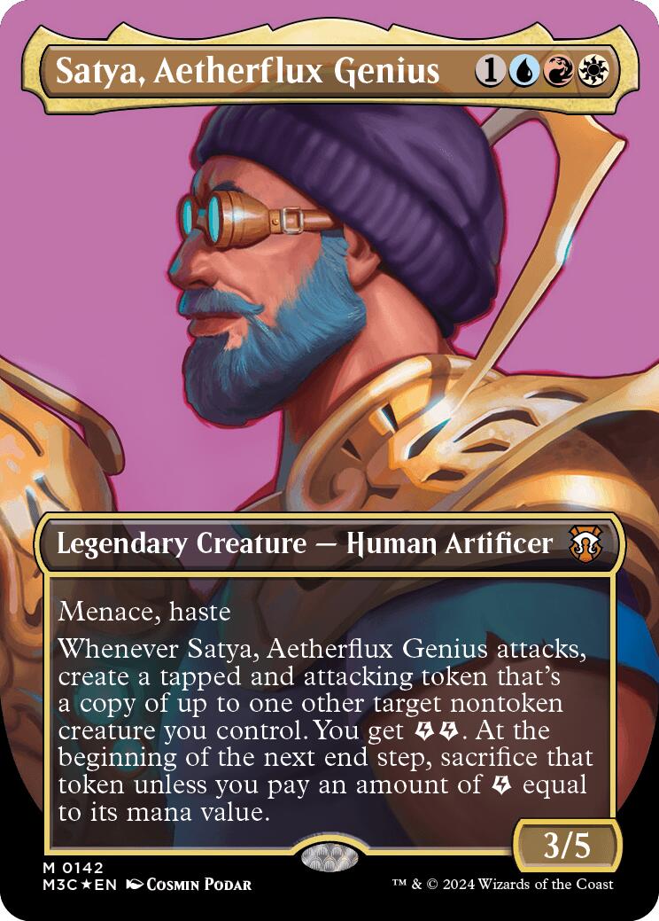 Satya, Aetherflux Genius (Borderless) (Ripple Foil) [Modern Horizons 3 Commander] | Tables and Towers