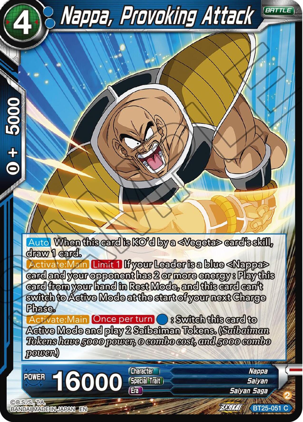 Nappa, Provoking Attack (BT25-051) [Legend of the Dragon Balls] | Tables and Towers