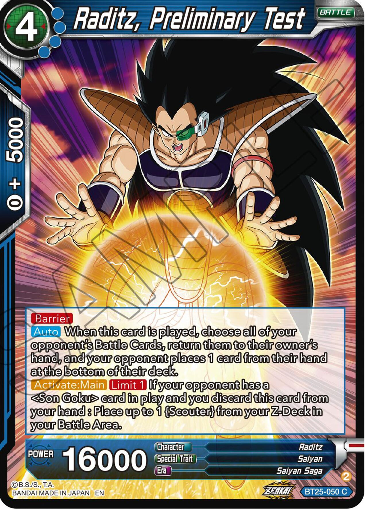 Raditz, Preliminary Test (BT25-050) [Legend of the Dragon Balls] | Tables and Towers