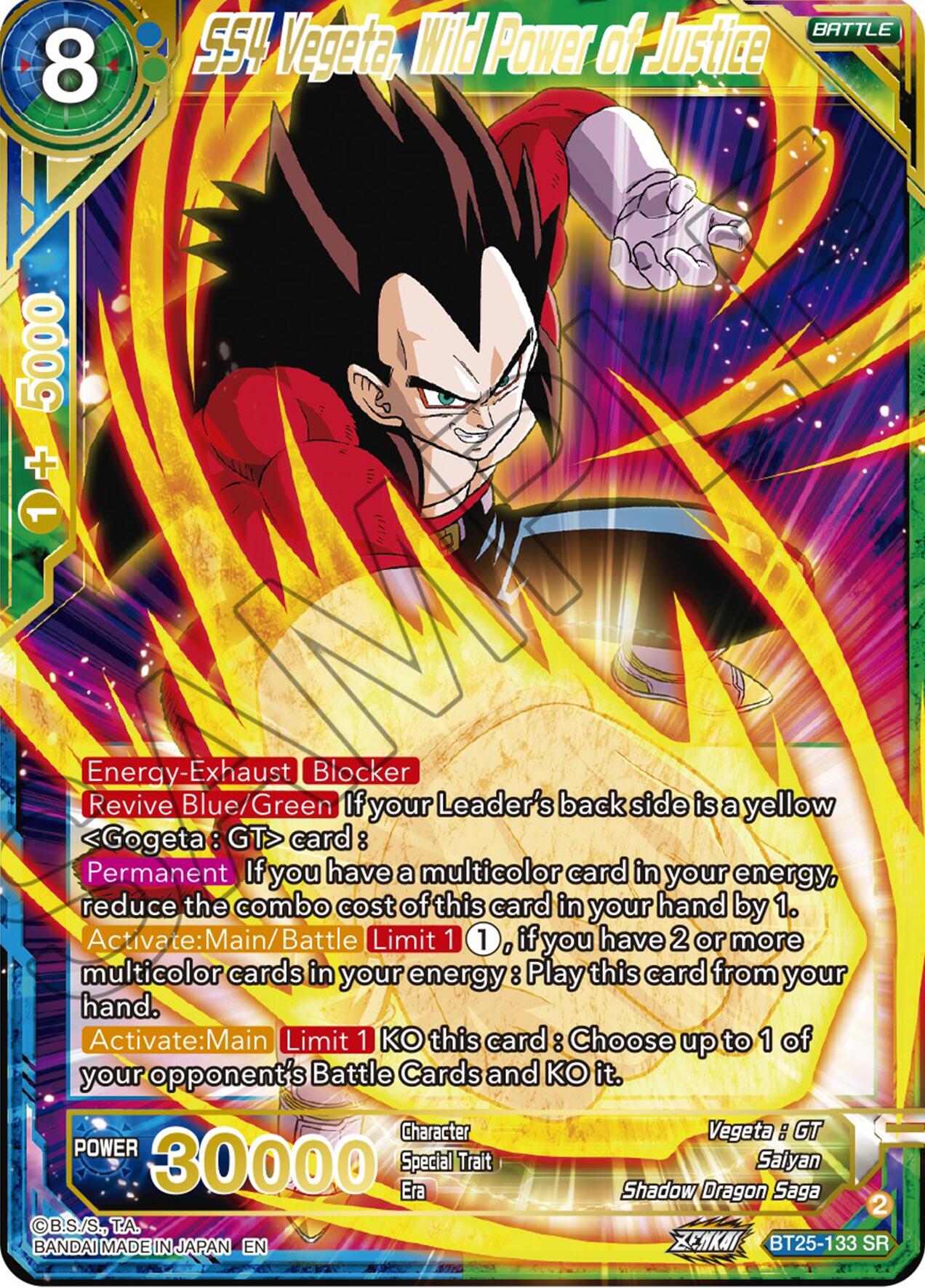 SS4 Vegeta, Wild Power of Justice (BT25-133) [Legend of the Dragon Balls] | Tables and Towers