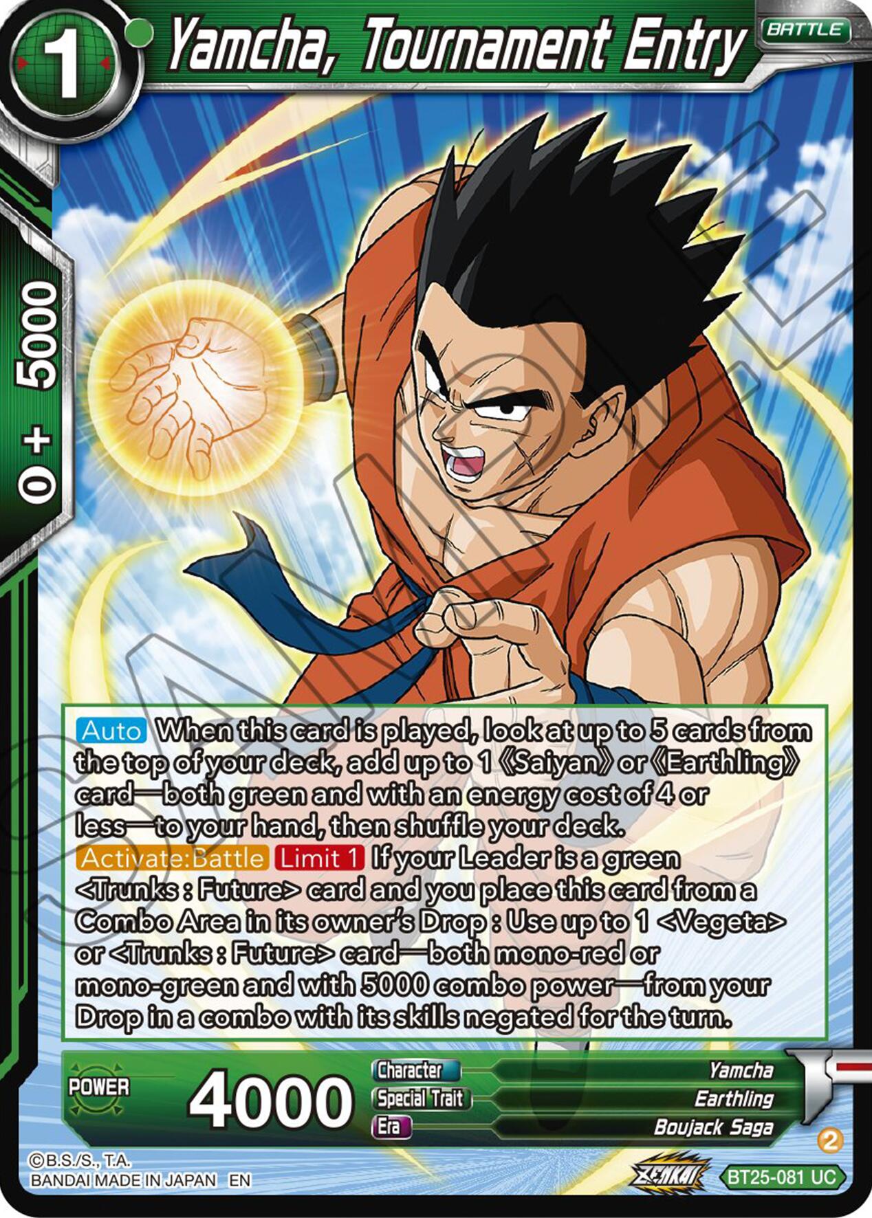 Yamcha, Tournament Entry (BT25-081) [Legend of the Dragon Balls] | Tables and Towers