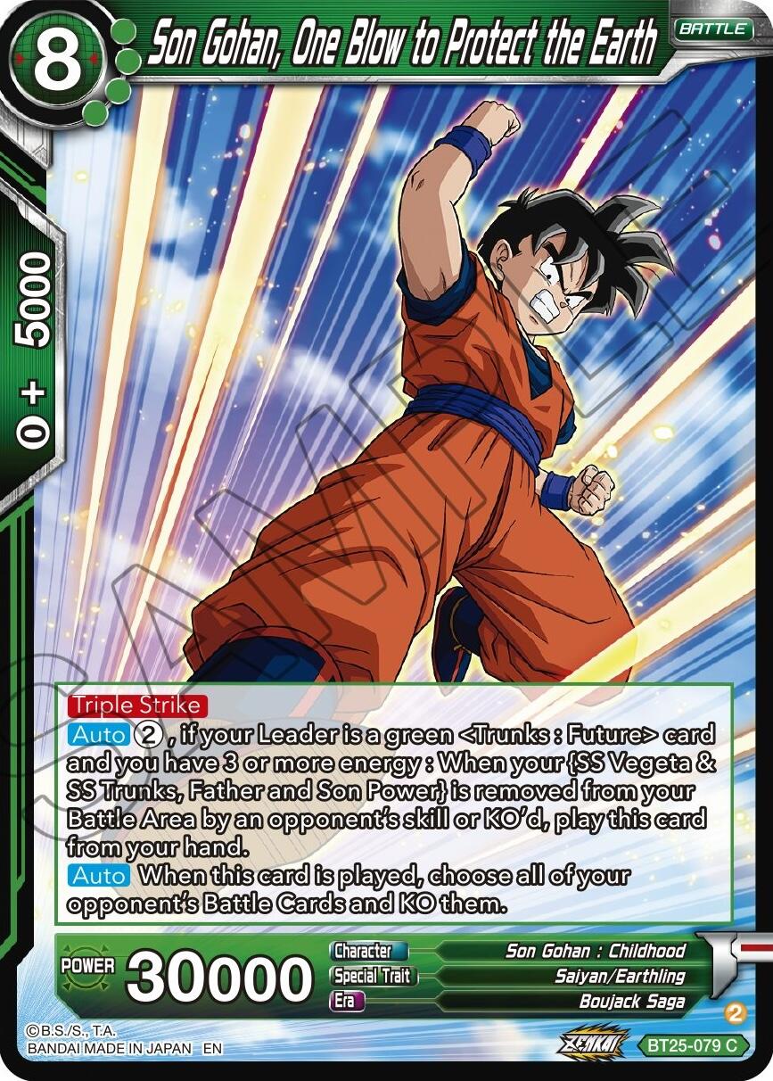 Son Gohan, One Blow to Protect the Earth (BT25-079) [Legend of the Dragon Balls] | Tables and Towers