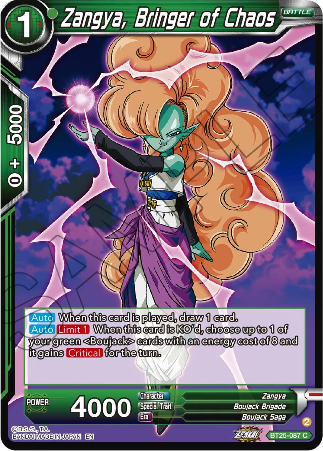 Zangya, Bringer of Chaos (BT25-087) [Legend of the Dragon Balls] | Tables and Towers