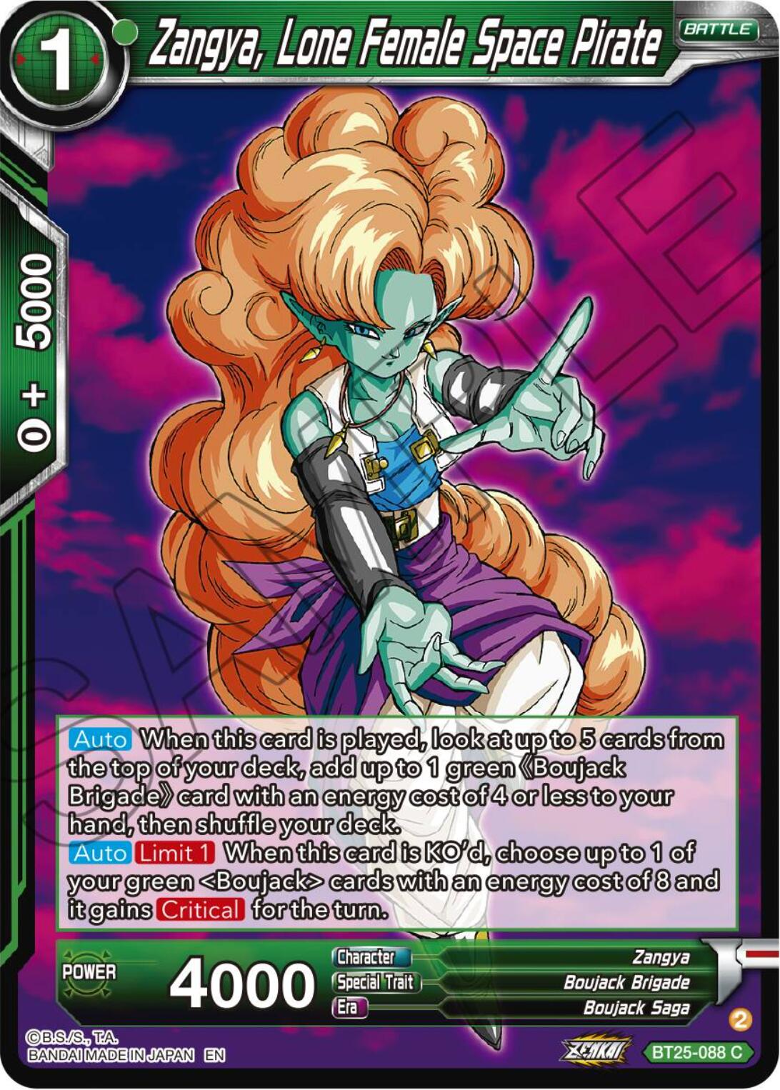 Zangya, Lone Female Space Pirate (BT25-088) [Legend of the Dragon Balls] | Tables and Towers