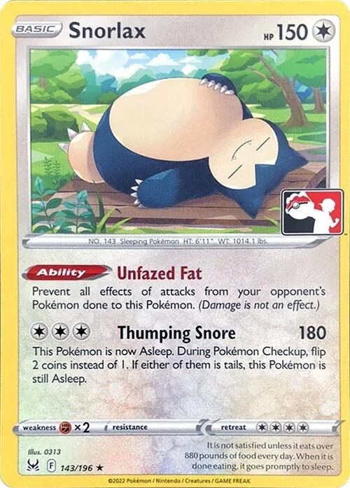 Snorlax (143/196) [Prize Pack Series Three] | Tables and Towers