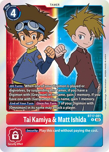 Tai Kamiya & Matt Ishida [BT17-081] [Secret Crisis] | Tables and Towers