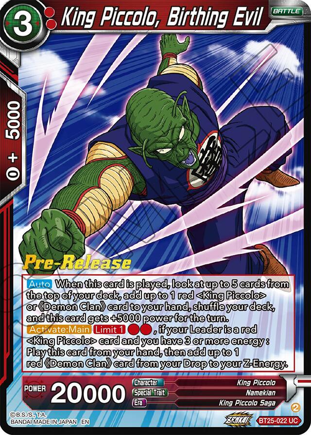 King Piccolo, Birthing Evil (BT25-022) [Legend of the Dragon Balls Prerelease Promos] | Tables and Towers