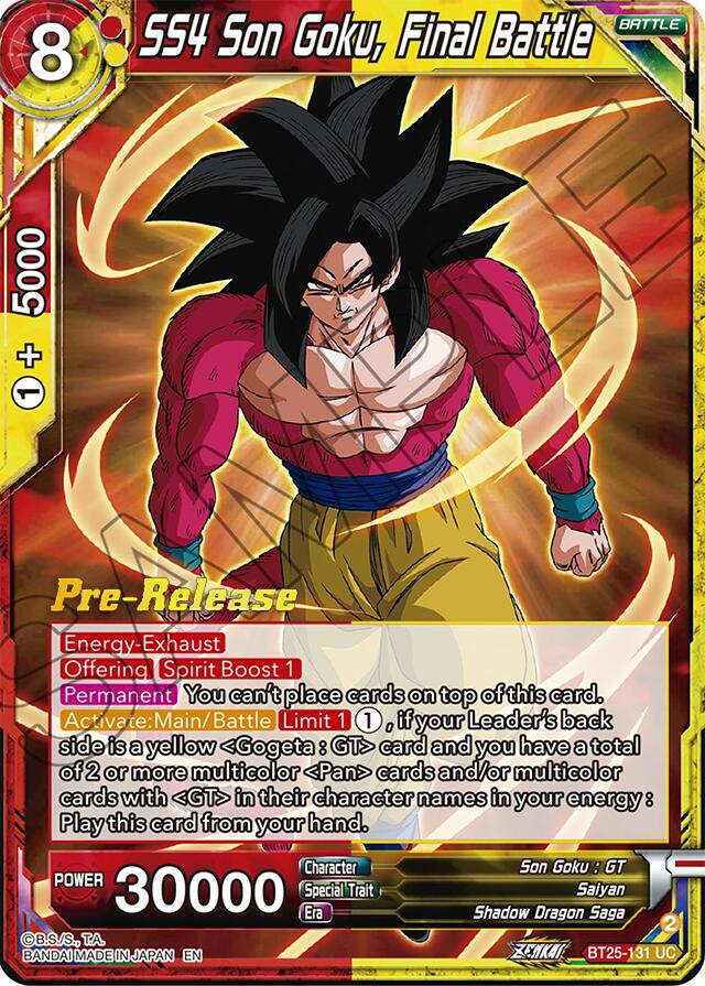 SS4 Son Goku, Final Battle (BT25-131) [Legend of the Dragon Balls Prerelease Promos] | Tables and Towers