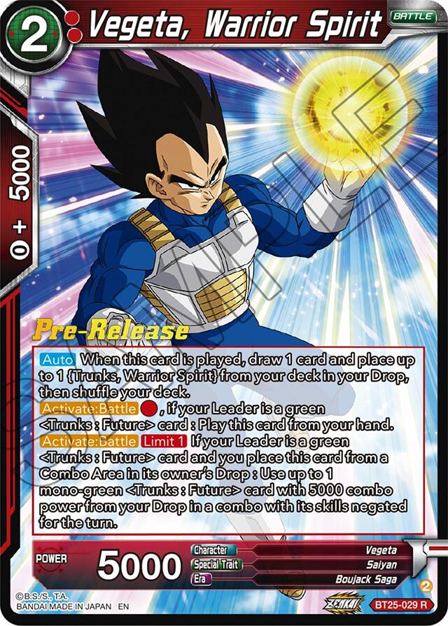 Vegeta, Warrior Spirit (BT25-029) [Legend of the Dragon Balls Prerelease Promos] | Tables and Towers