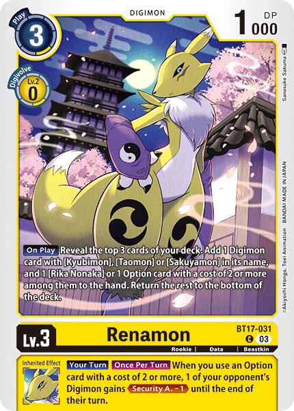 Renamon [BT17-031] [Secret Crisis] | Tables and Towers