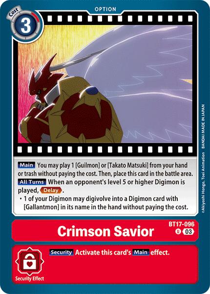 Crimson Savior [BT17-096] [Secret Crisis] | Tables and Towers